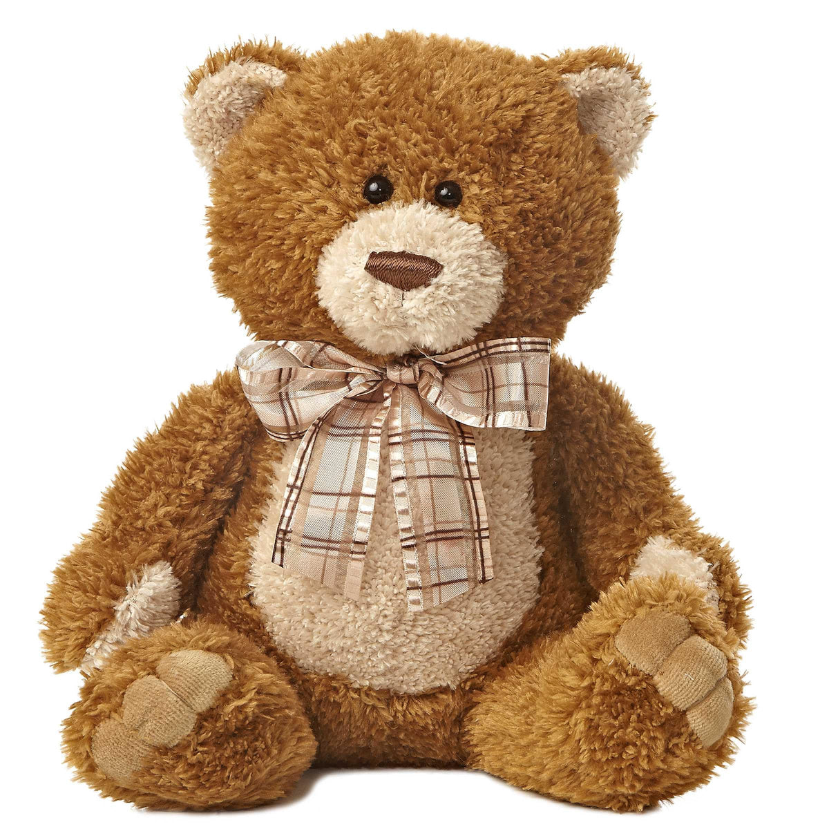Aurora Snuggly Bear Brown Sugar plush—front view, ideal for imaginative play.