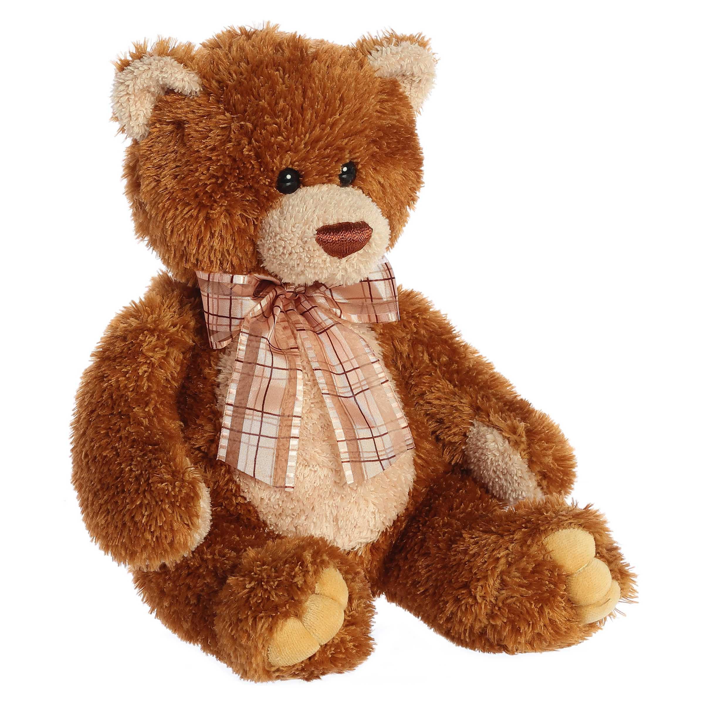 Aurora Snuggly Bear Brown Sugar plush—soft plush fabric for cozy snuggling.