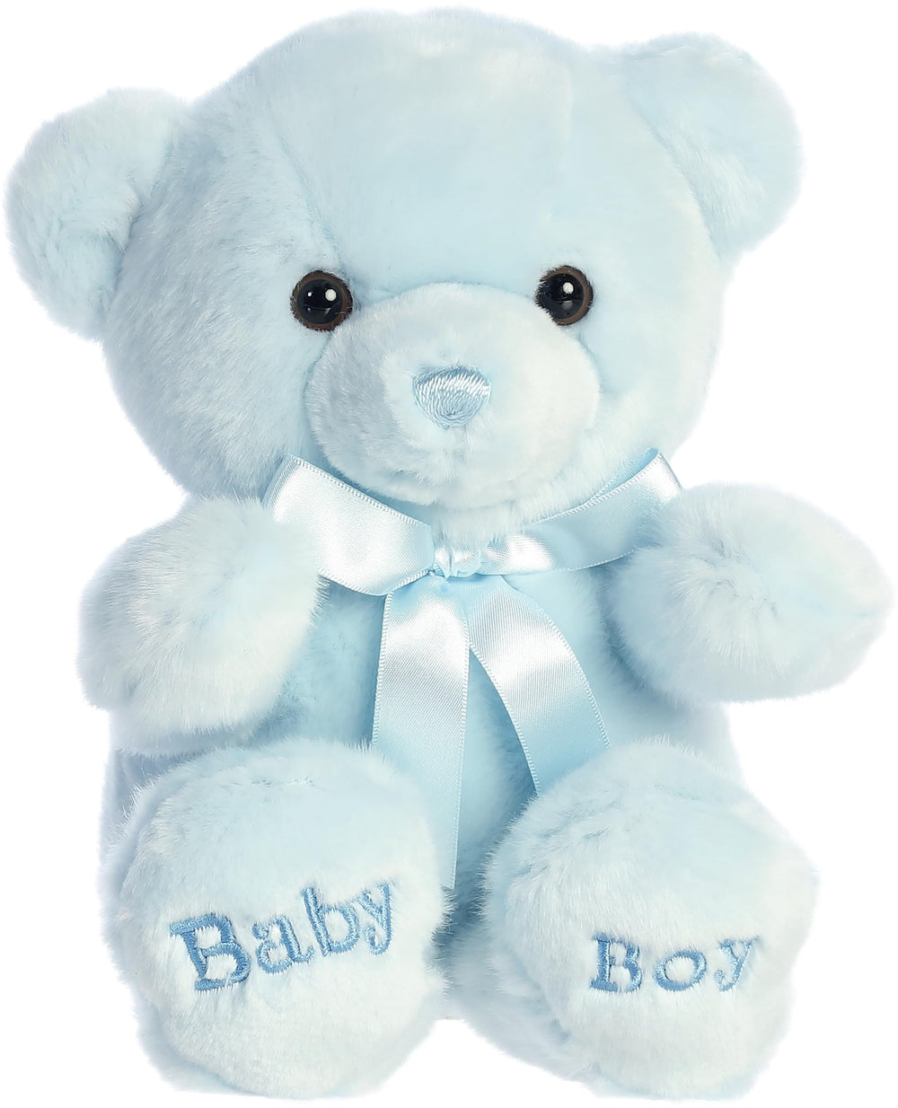 Aurora Snuggly Comfy Bear blue face detail, plush and comforting for play.