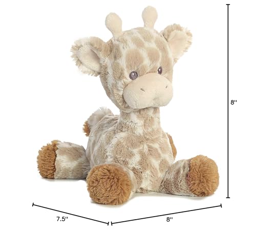 Aurora Snuggly Loppy Giraffe rattle included for baby stimulation and fun.