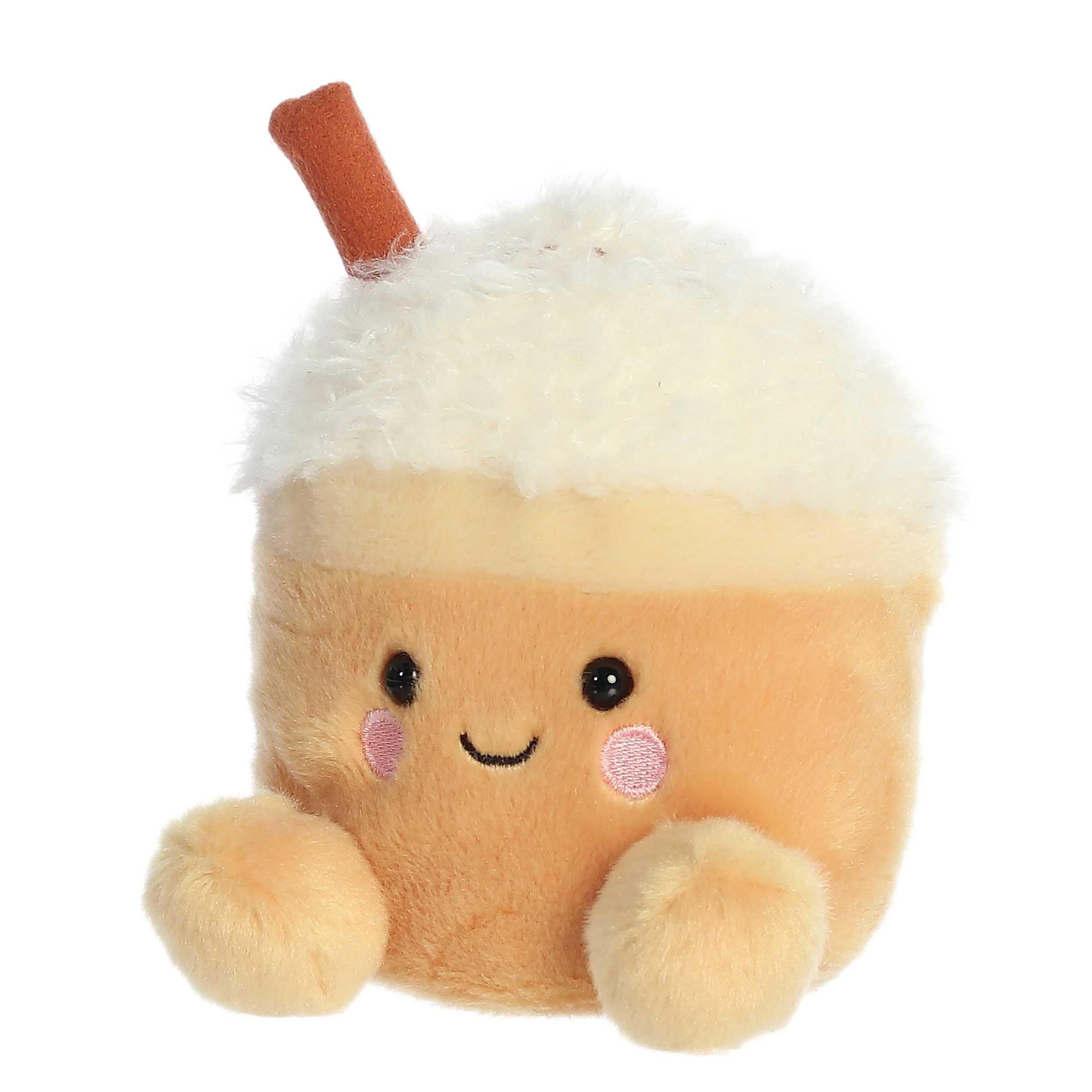 Aurora Speckle Pumpkin Spice Latte plush in hand, portable and gift-ready for fans.