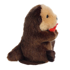 Aurora Spiffy Otter magnet attachment keeps plush secure on shoulder.