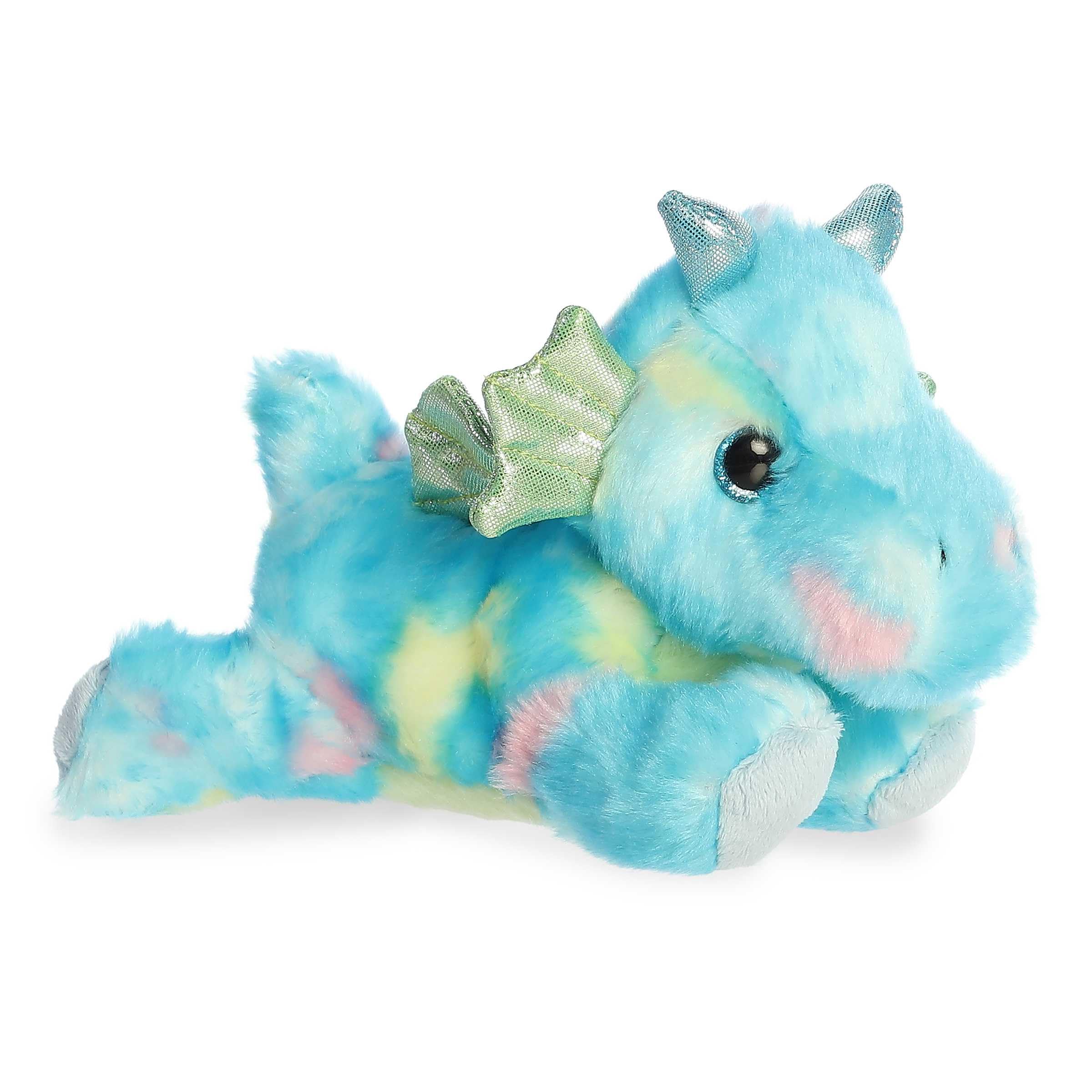 Aurora Sprinkles Dragon plush in blue-turquoise fur for imaginative play and cuddle.