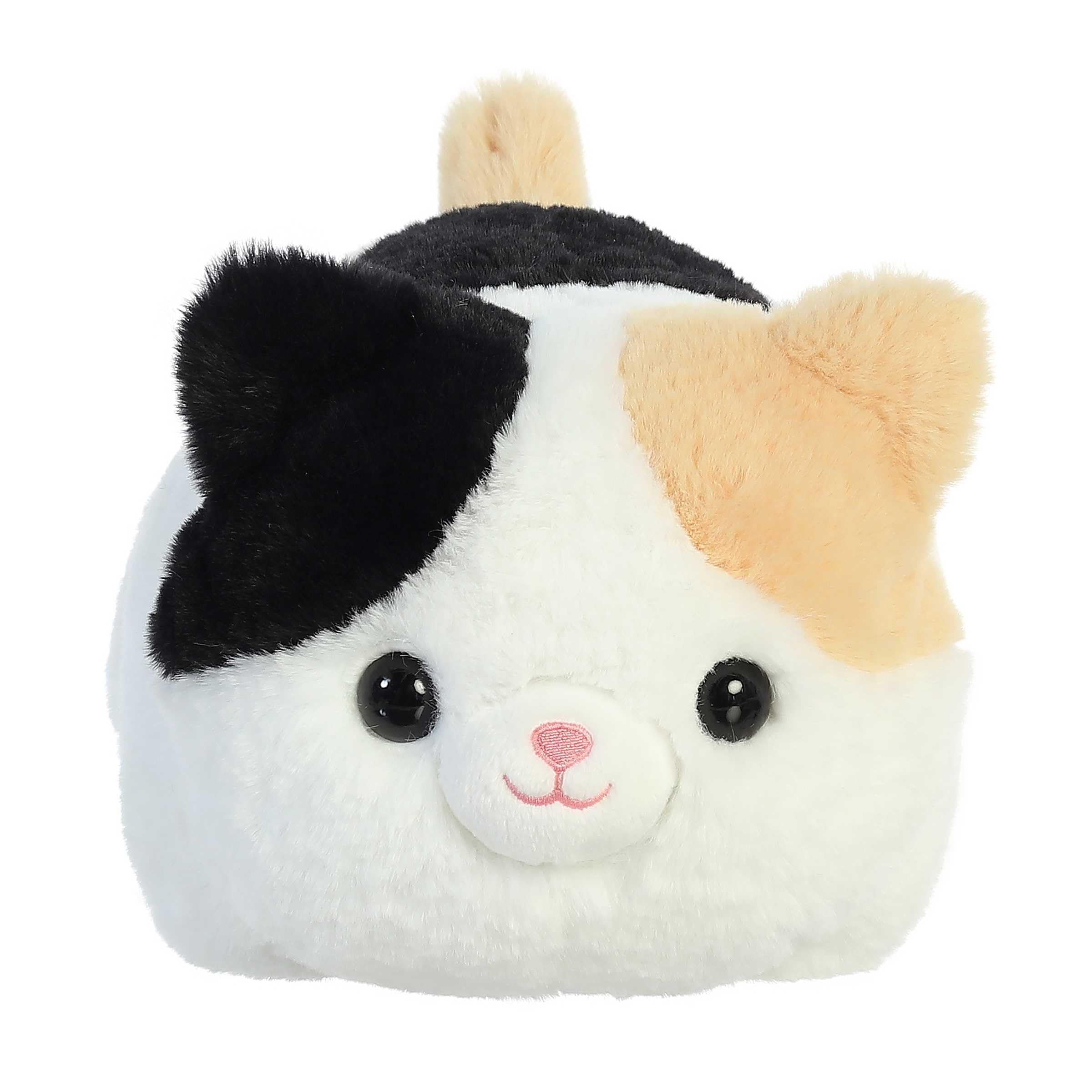 Aurora Spudsters Callie Cat plush side view, inviting cuddles with round potato shape.