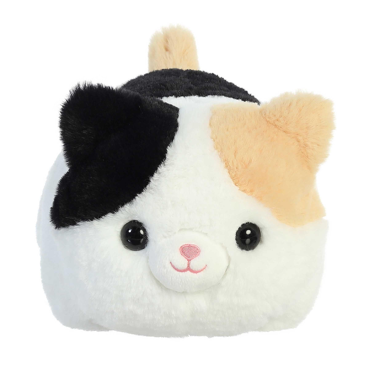 Aurora Spudsters Callie Cat plush side view, inviting cuddles with round potato shape.