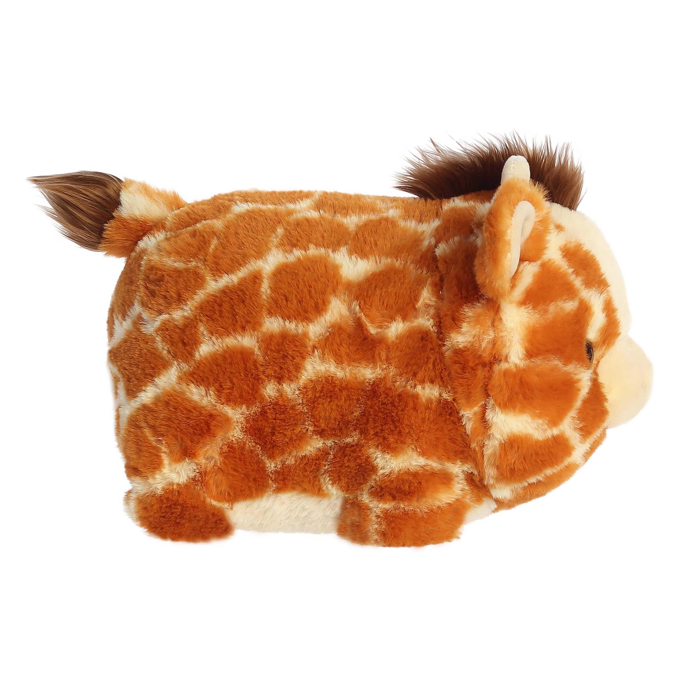 Close-up of Gerald Giraffe plush's soft brown fabric by Aurora.