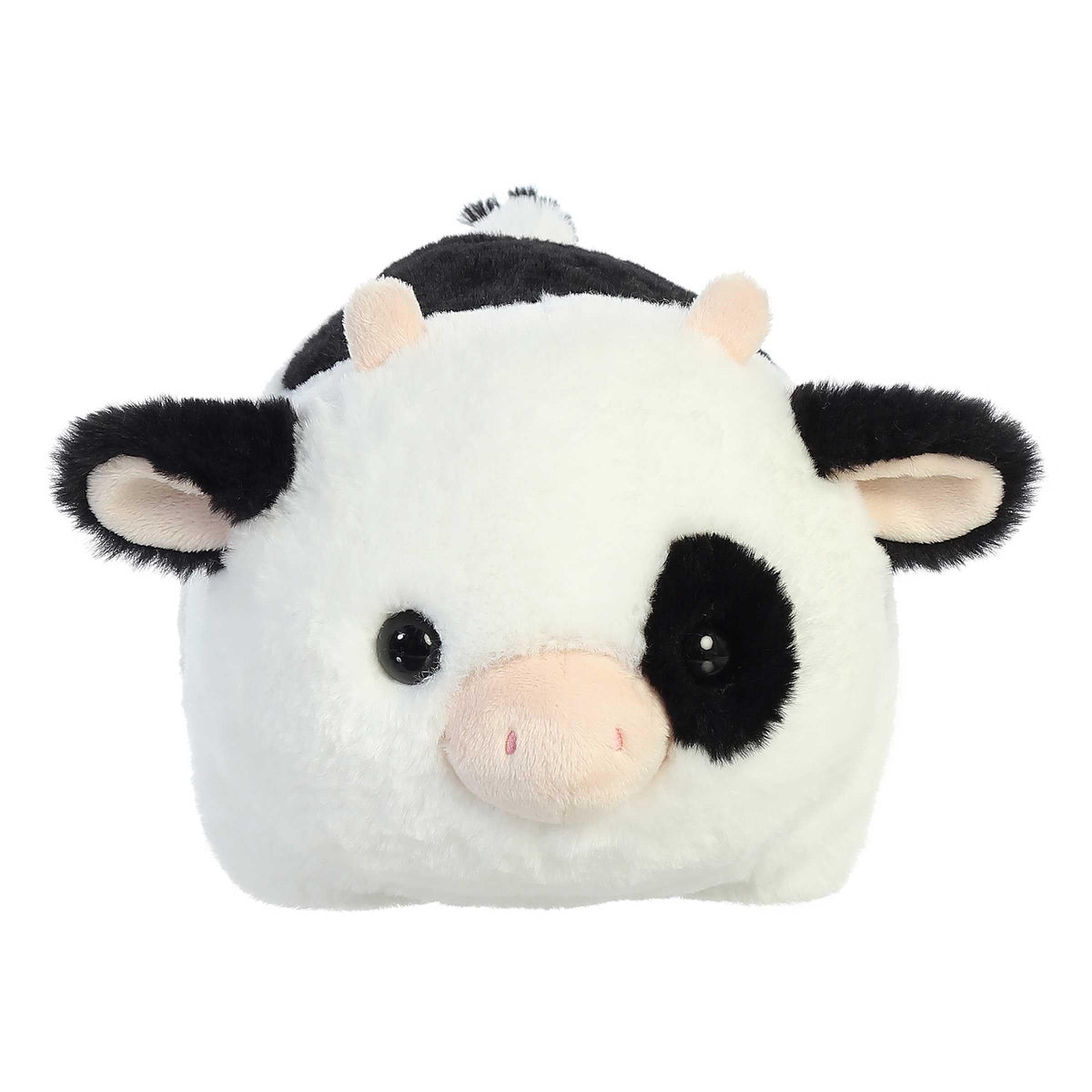 Aurora Spudsters Tutie Cow plush with round body for comforting hugs.