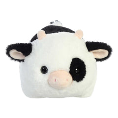 Aurora Spudsters Tutie Cow plush with round body for comforting hugs.