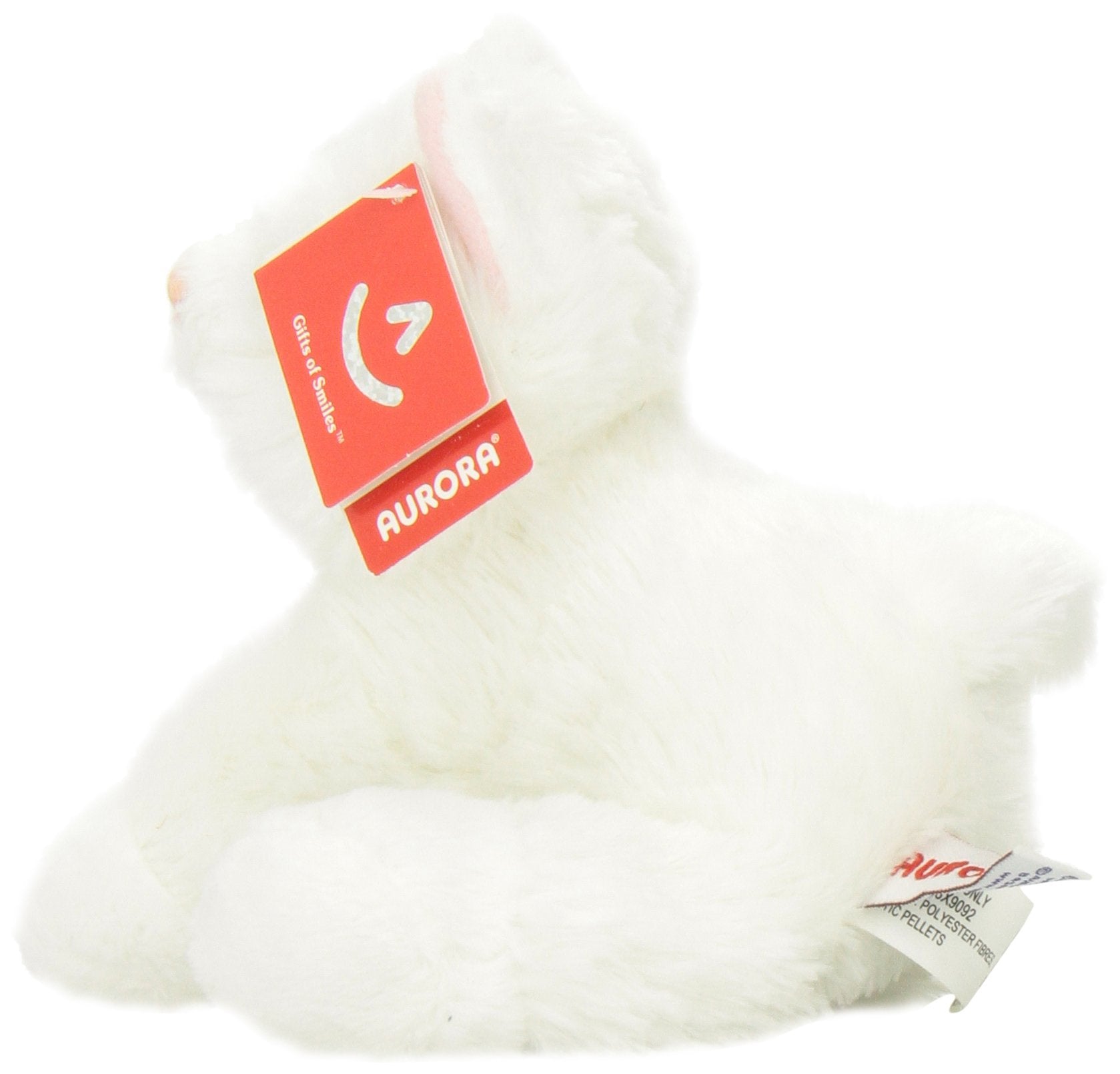 Aurora Sugar Too mini Flopsie white 8in, close-up face, expressive eyes.