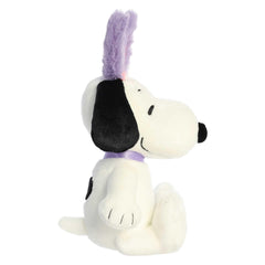 Aurora Snoopy stuffed animal fabric close-up showing soft plush and sturdy stitching.