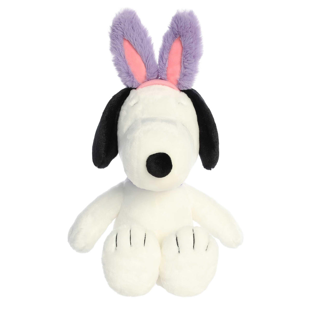 Aurora Snoopy stuffed animal side profile, 11-inch size for travel-friendly hugs.