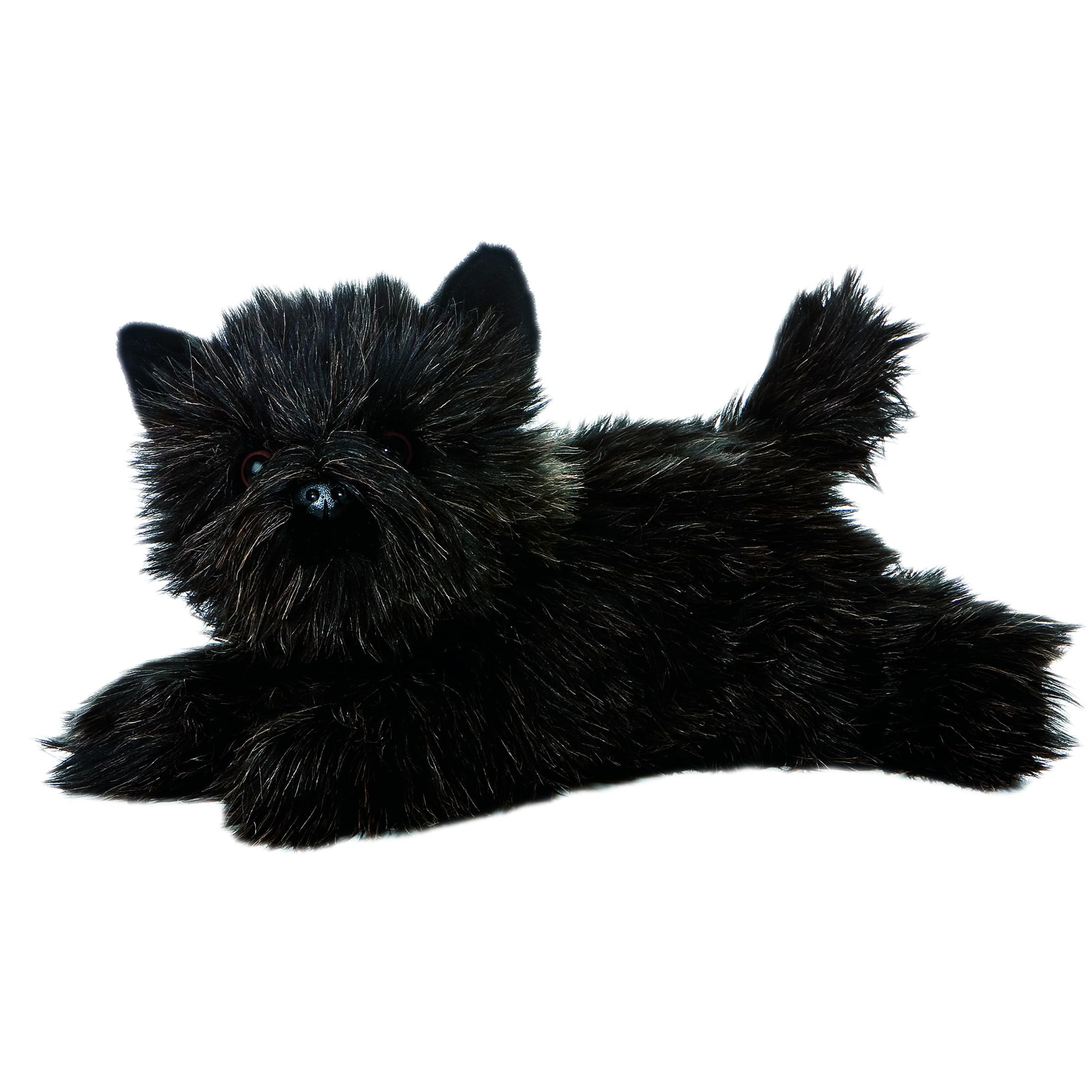 Aurora Toto Flopsie 12-inch plush resting on belly, perfect cuddle buddy for kids.