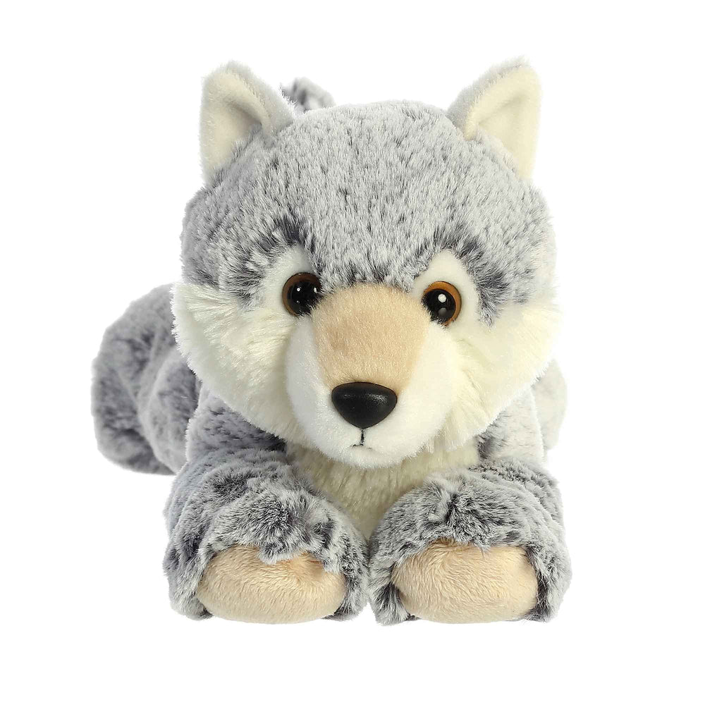 Aurora Winter Wolf Flopsie side view soft fur for comforting hugs
