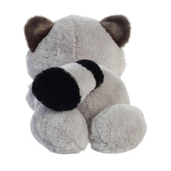 Aurora Roy Raccoon Flopsie on shelf adds cheerful decor.