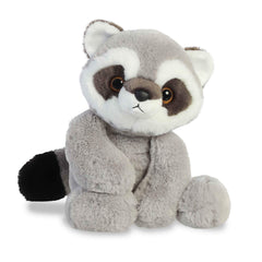 Aurora Roy Raccoon Flopsie sits cuddly, inviting hugs and play.