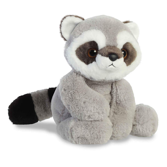 Aurora Roy Raccoon Flopsie close-up shows soft grey and white fur.