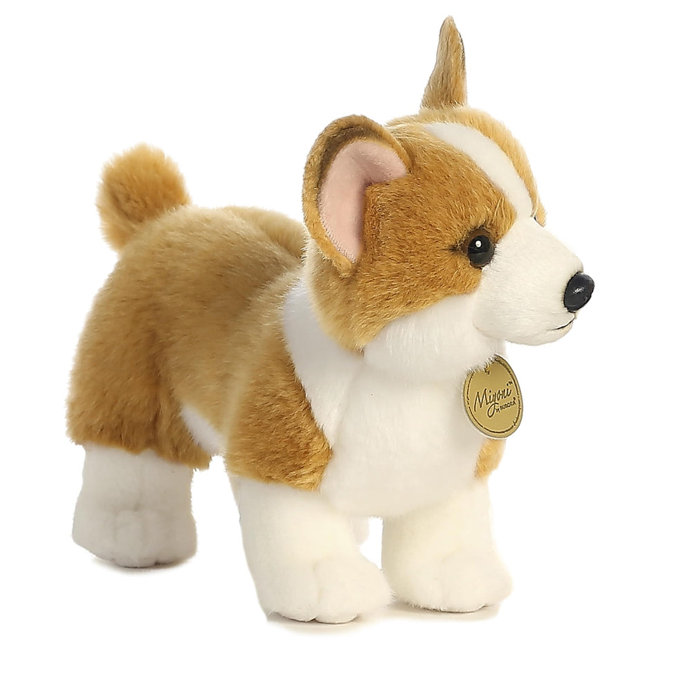 Aurora World Miyoni Corgi Plush shows lifelike coloring and a silky texture for everyday snuggles.