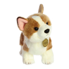 Aurora World Miyoni Corgi Plush close-up face highlights safe, durable features like lock-washer eyes.