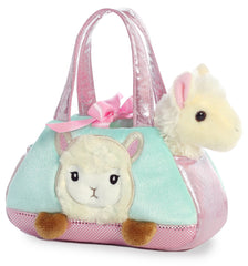 Aurora World Peek-A-Boo Llama teal plush, 7 inches tall, compact travel companion.