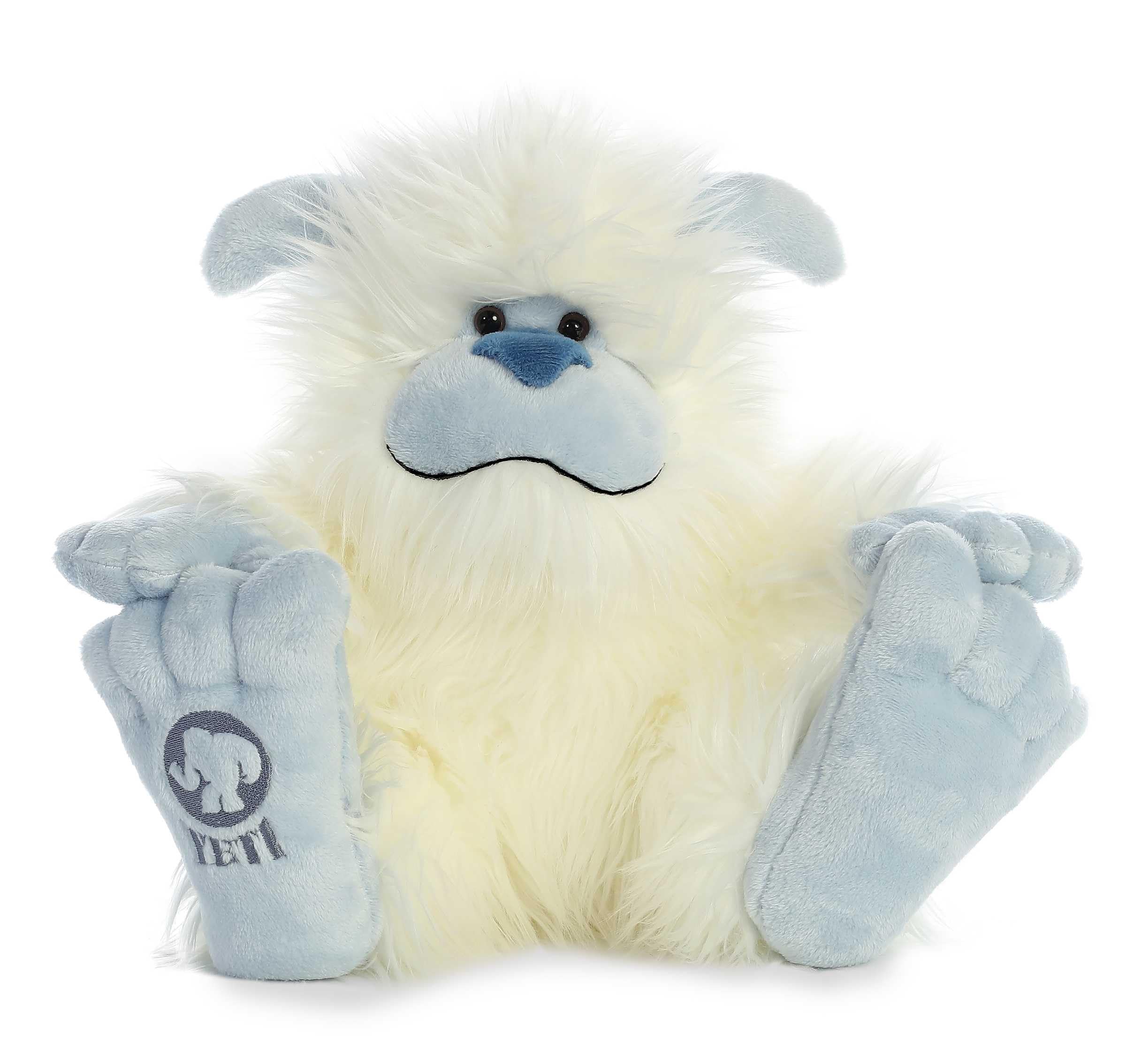 Aurora Yeti plush face with horns sparks friendly storytelling and comfort.