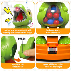 AuroTops dinosaur tongue triggers mist spray and sounds.