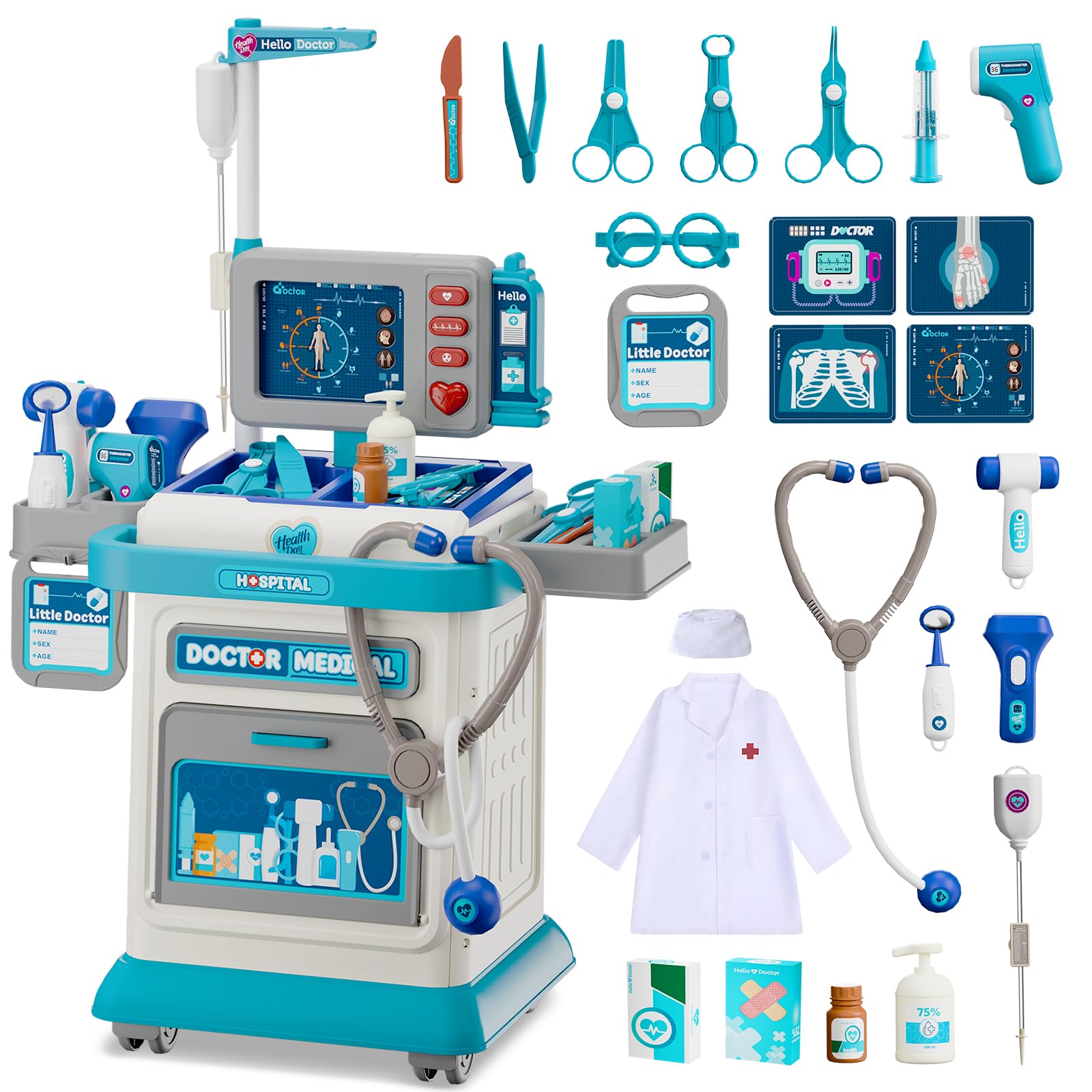 AuroTops Doctor Kit mobile cart with interactive lights for imaginative play