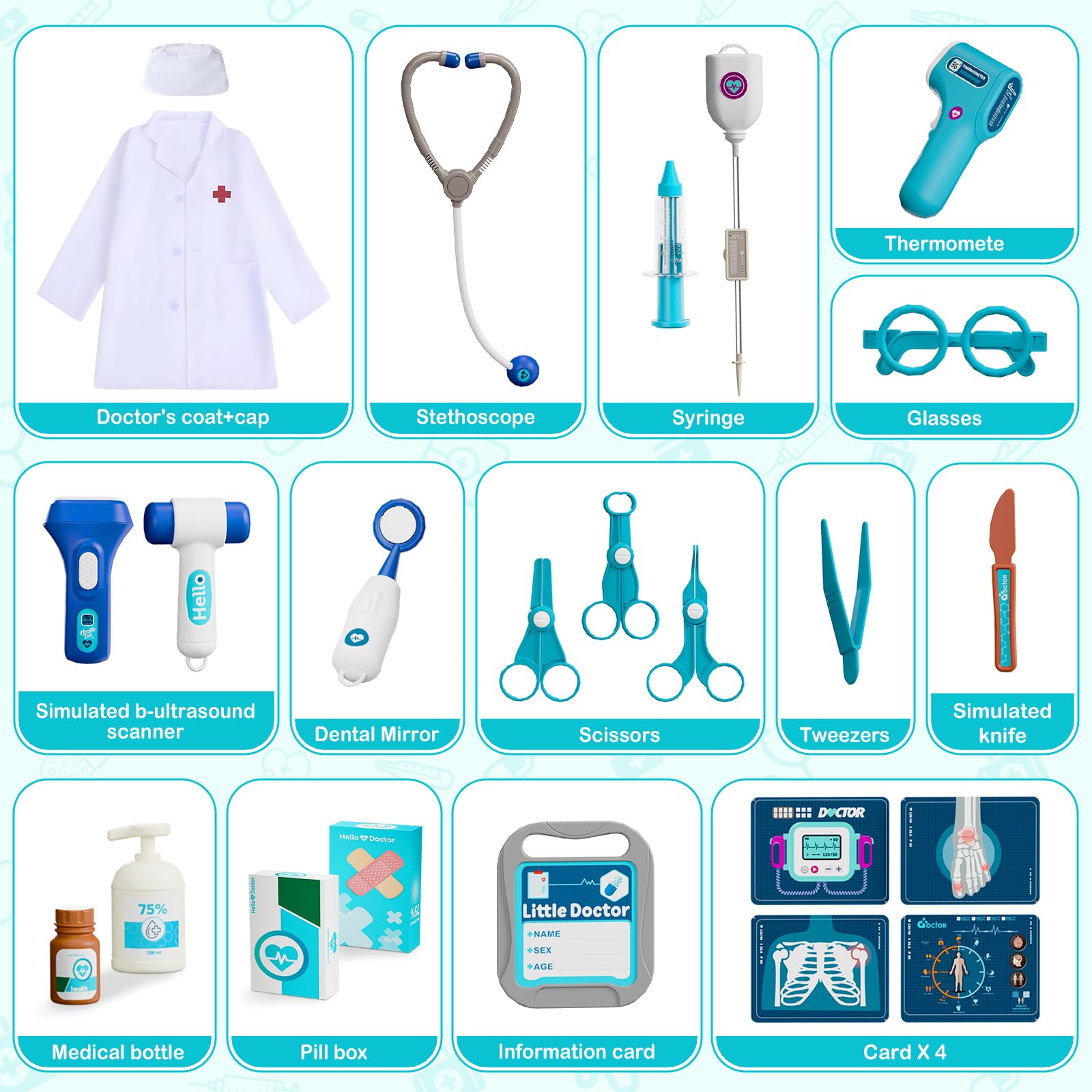 AuroTops doctor kit simulated thermometer for pretend medical care
