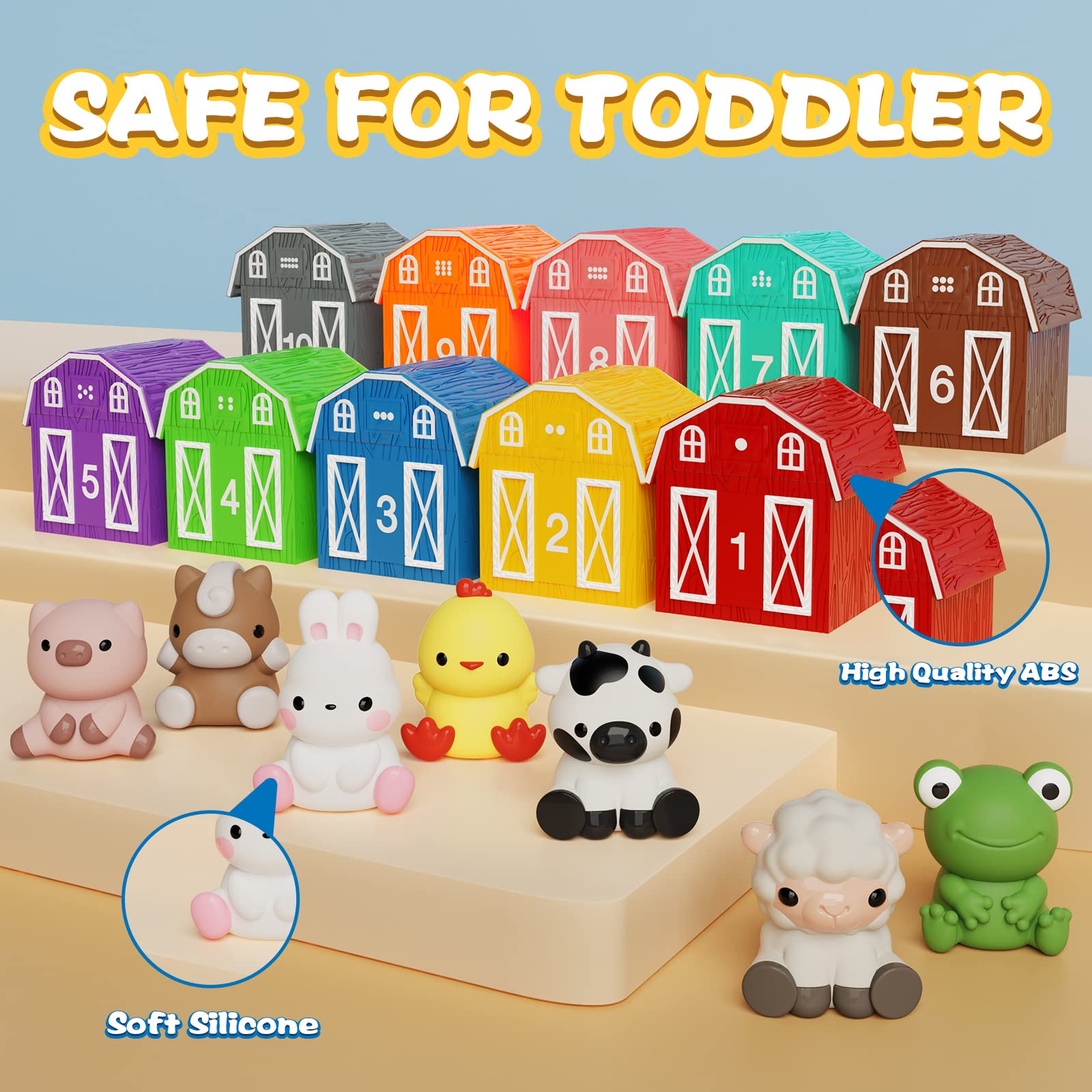 AuroTops kid-friendly farm play boosts motor skills through placing animals in barns.