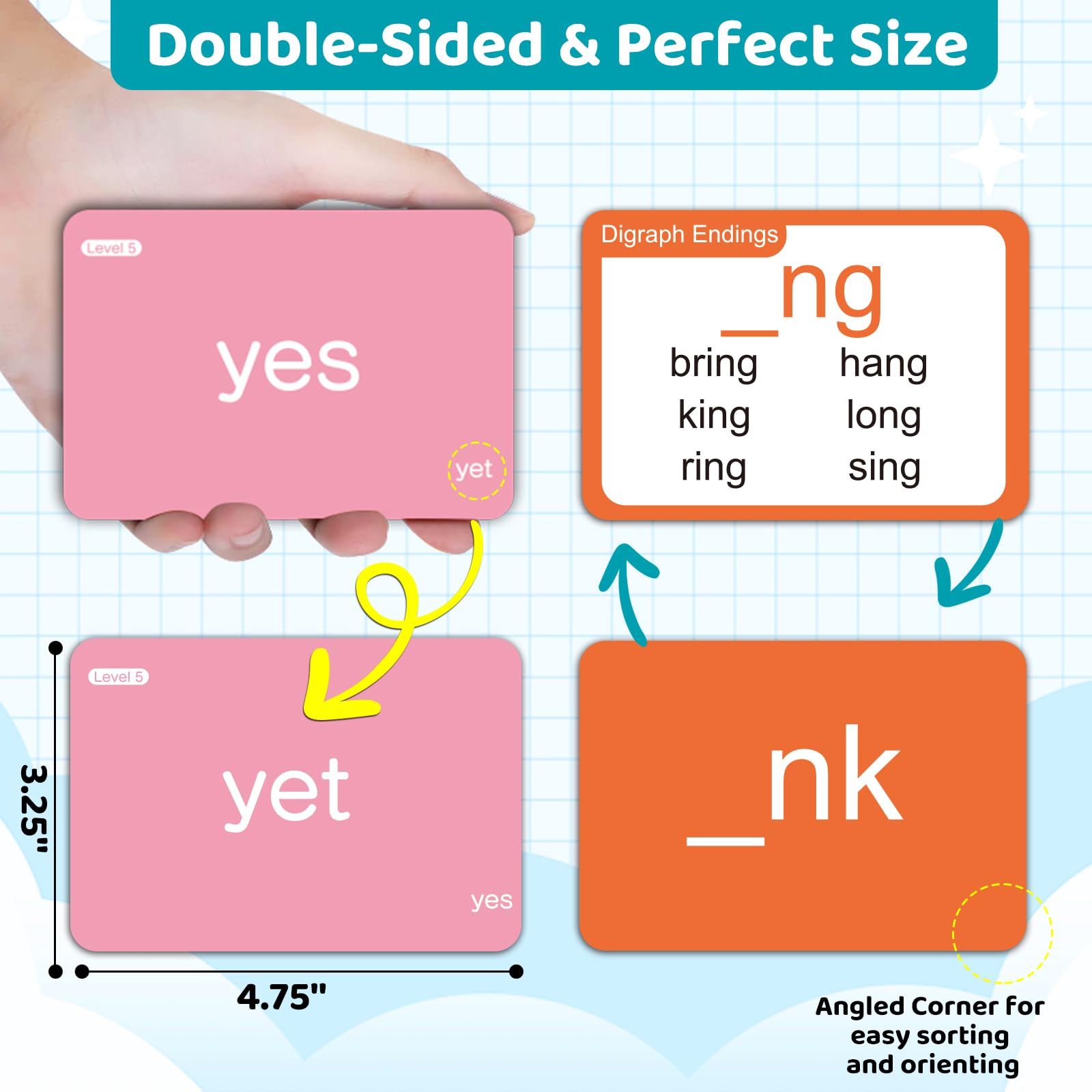 AuroTops phonics flash cards 56 words front for decoding practice.