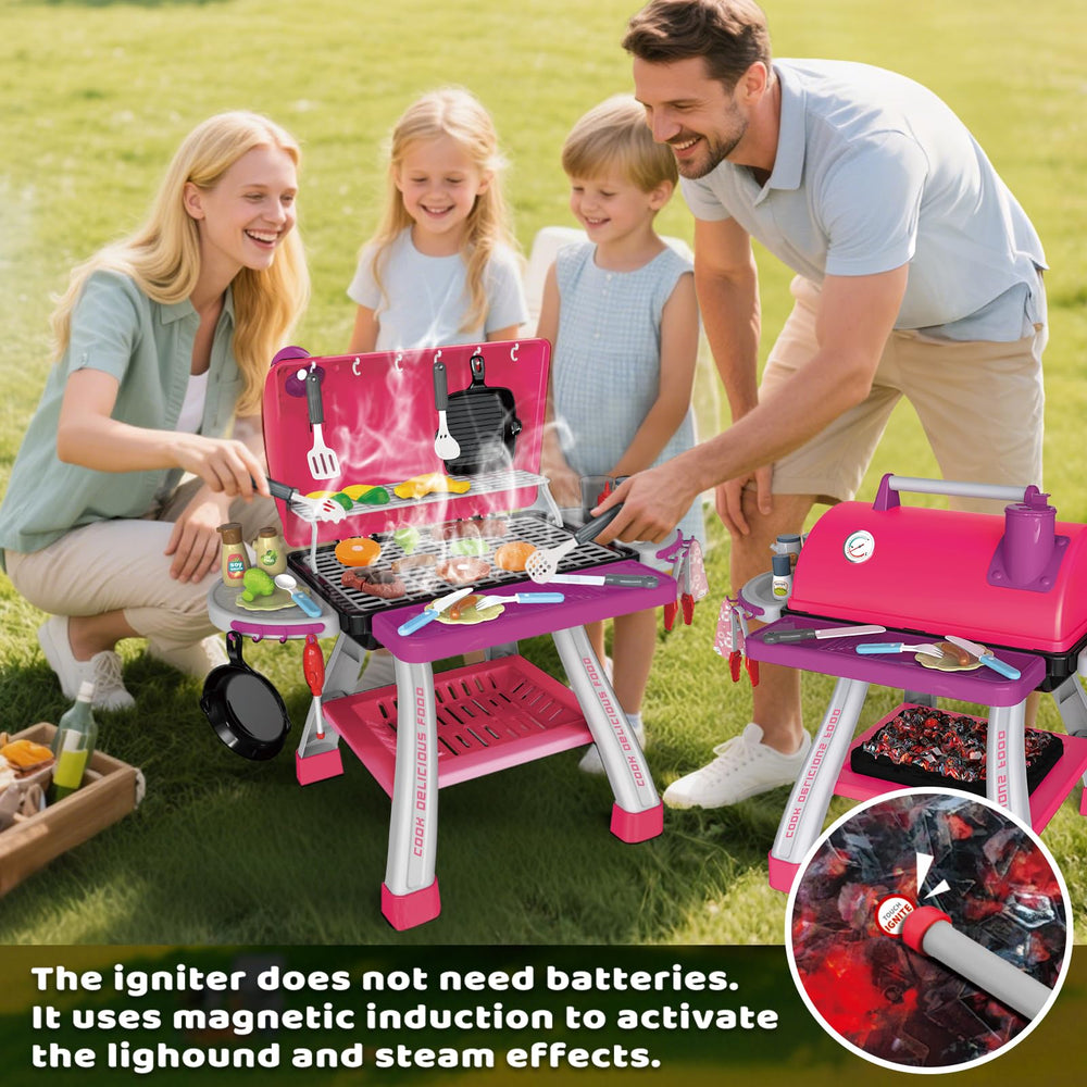 AuroTops pink grill canopy stores pieces neatly after playtime.