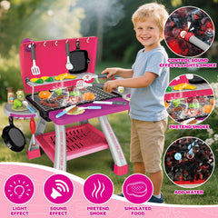 AuroTops pink grill playset with accessories supports creativity and imaginative cooking sessions.
