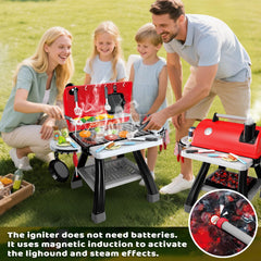 AuroTops toy grill with smoke and sound enhances imaginative play.