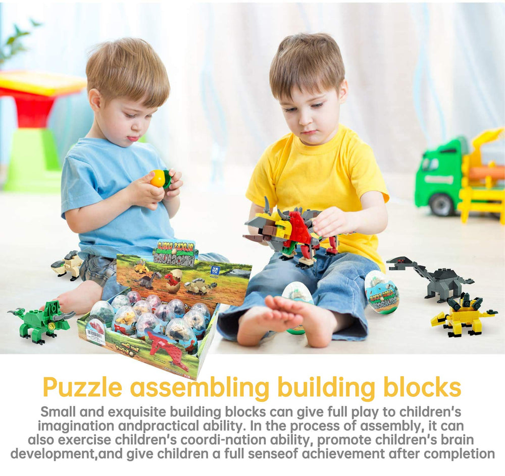 Auryee building blocks connect easily to form a Rex dinosaur.