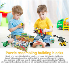 Auryee building blocks connect easily to form a Rex dinosaur.