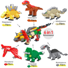 Auryee toy set with mini dinosaurs beside blocks for interactive play.