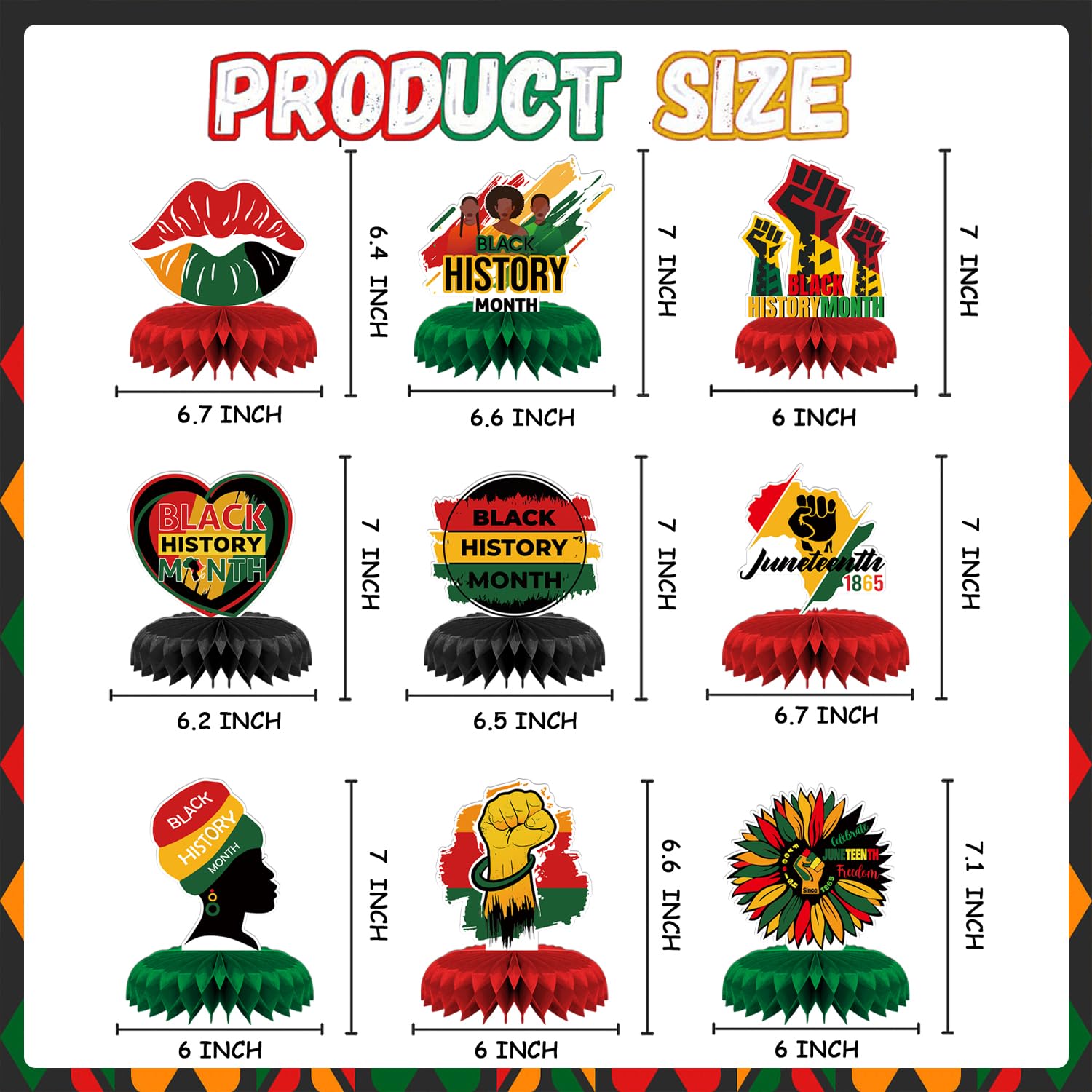 AUSHENKE Black History Month centerpiece pattern 3 double-sided prints catch attention