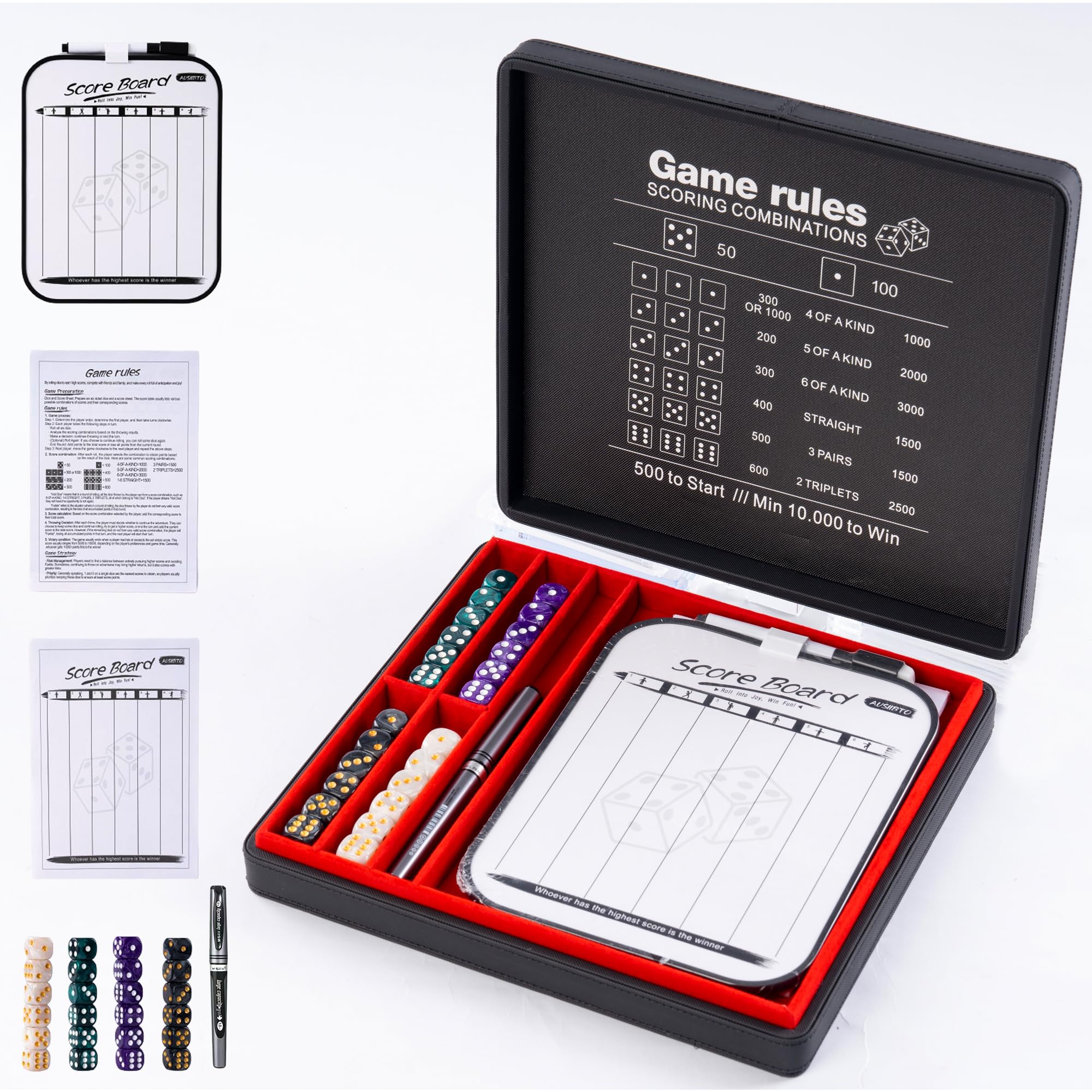 AUSIIBTO dice tray-luxury pu leather velvet lining for stylish game nights.