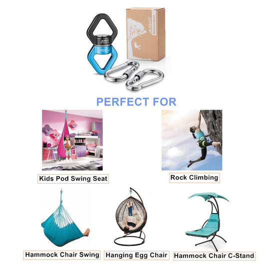 AusKit 30kn rigging swivel supports high-load swings and hammocks safely