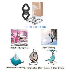 AusKit 30 KN strength swivel supports swings and hammocks securely.