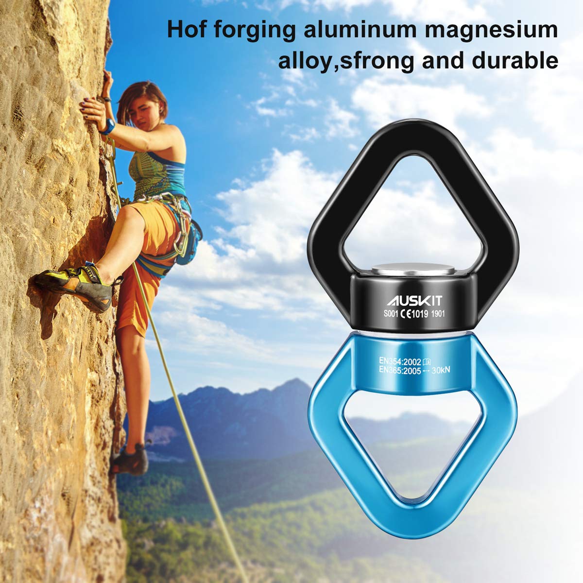AusKit swing swivel with snap hooks pair for quick connections
