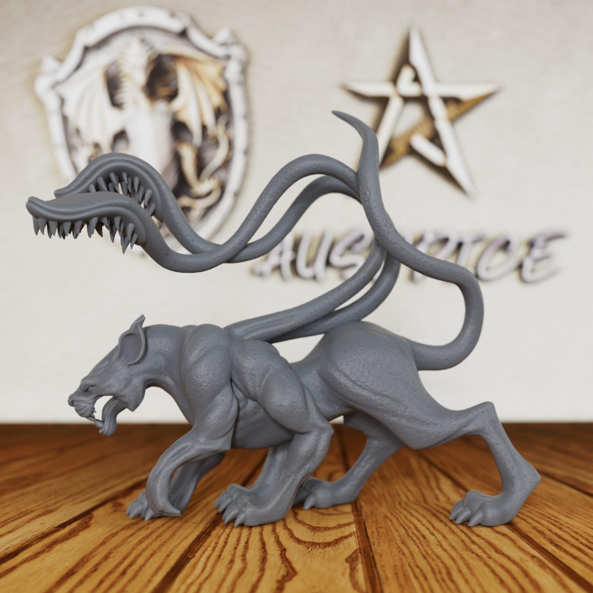 AUSPDICE Displacer Beast detailed head close-up, showcasing painting-ready craftsmanship.