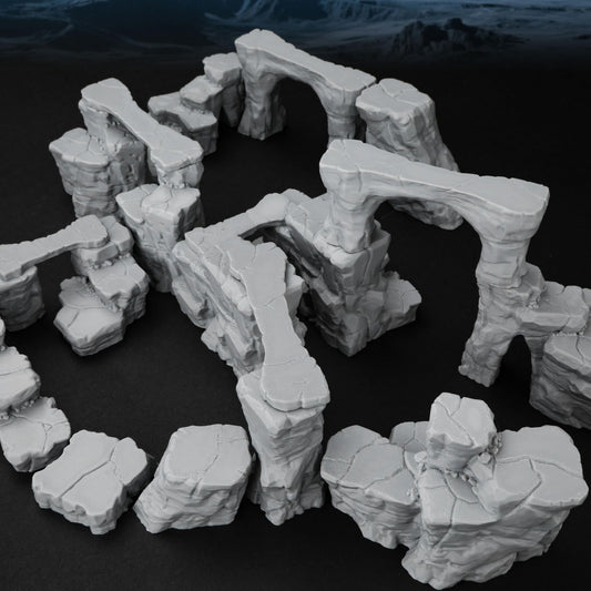 AUSPDICE Pit Canyon Rock Bridges highlight vertical combat opportunities on the tabletop.