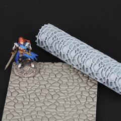 AUSPDICE Terrain Texture Roller cobblestone close-up for realistic terrain pieces.