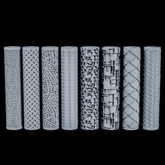 AUSPDICE Terrain Texture Roller for polymer clay work with cobblestone effects.