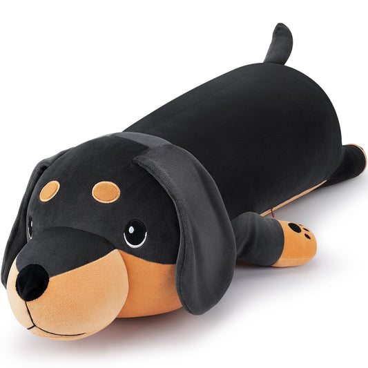 Auspicious Beginning 30-inch dachshund plush front view for comforting hugs.