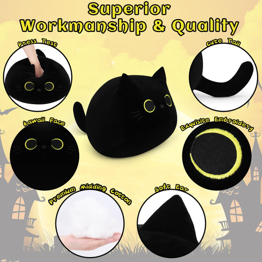 Auspicious Beginning black cat plush eye detail adds cute Halloween charm