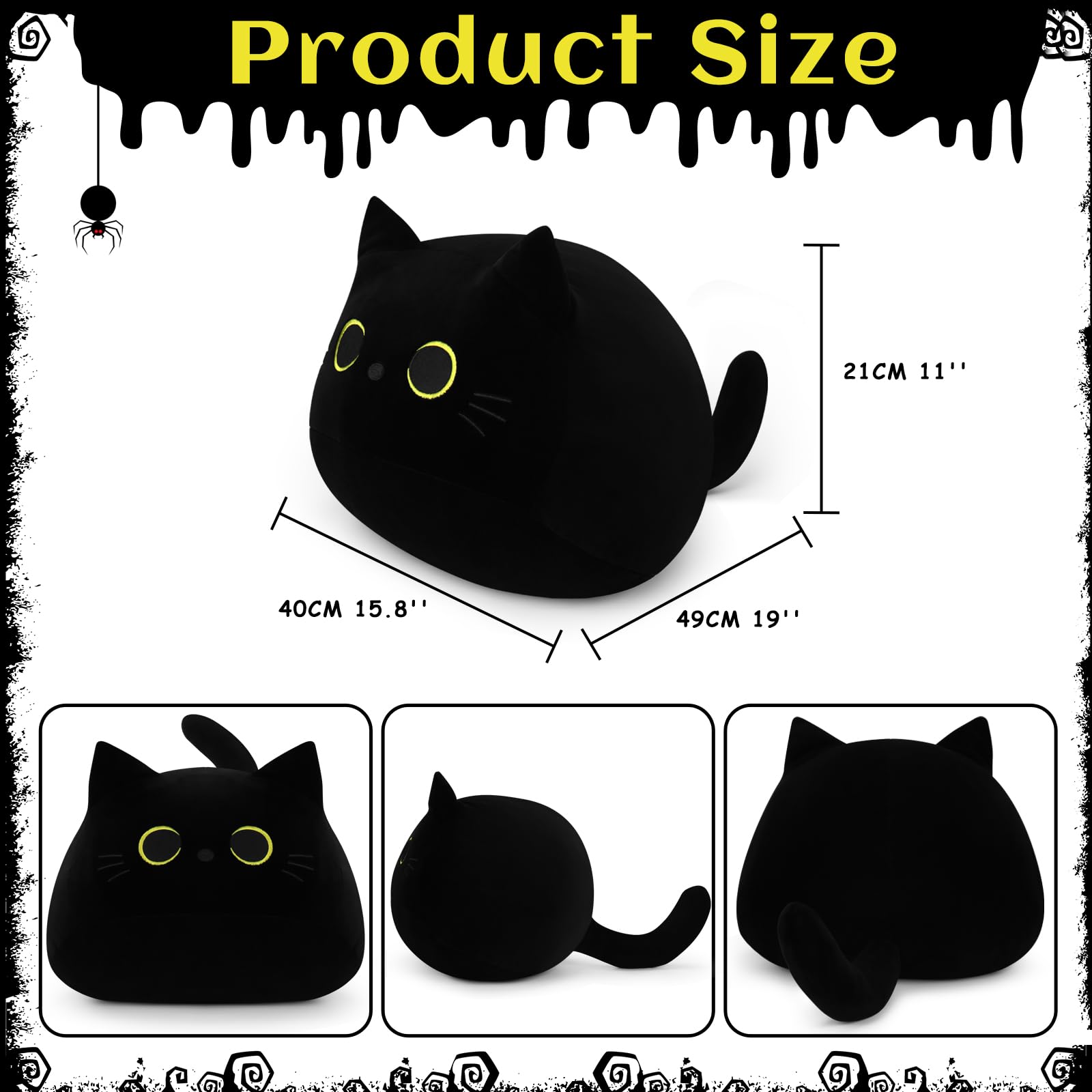 Auspicious Beginning black cat plush Halloween decor idea in a room