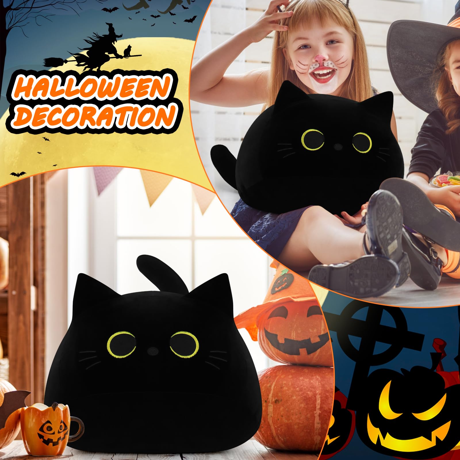 Auspicious Beginning black cat plush nose-beard detail enhances kawaii appeal