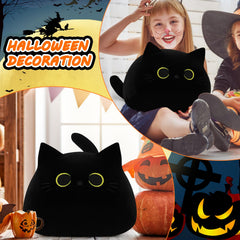Auspicious Beginning black cat plush nose-beard detail enhances kawaii appeal
