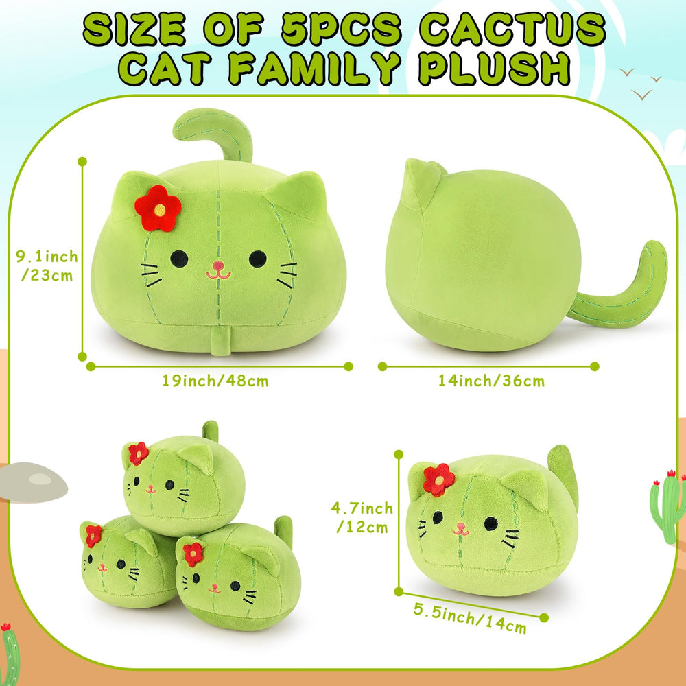 Auspicious Beginning cactus cat plush baby kittens four-piece set for playful companionship.